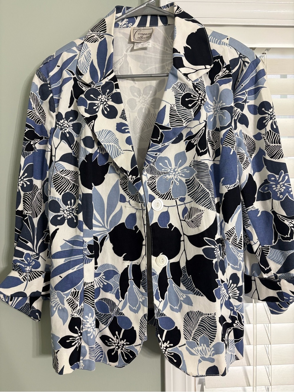 Company Collection Blue Floral Print Blazer Jacket Size 12